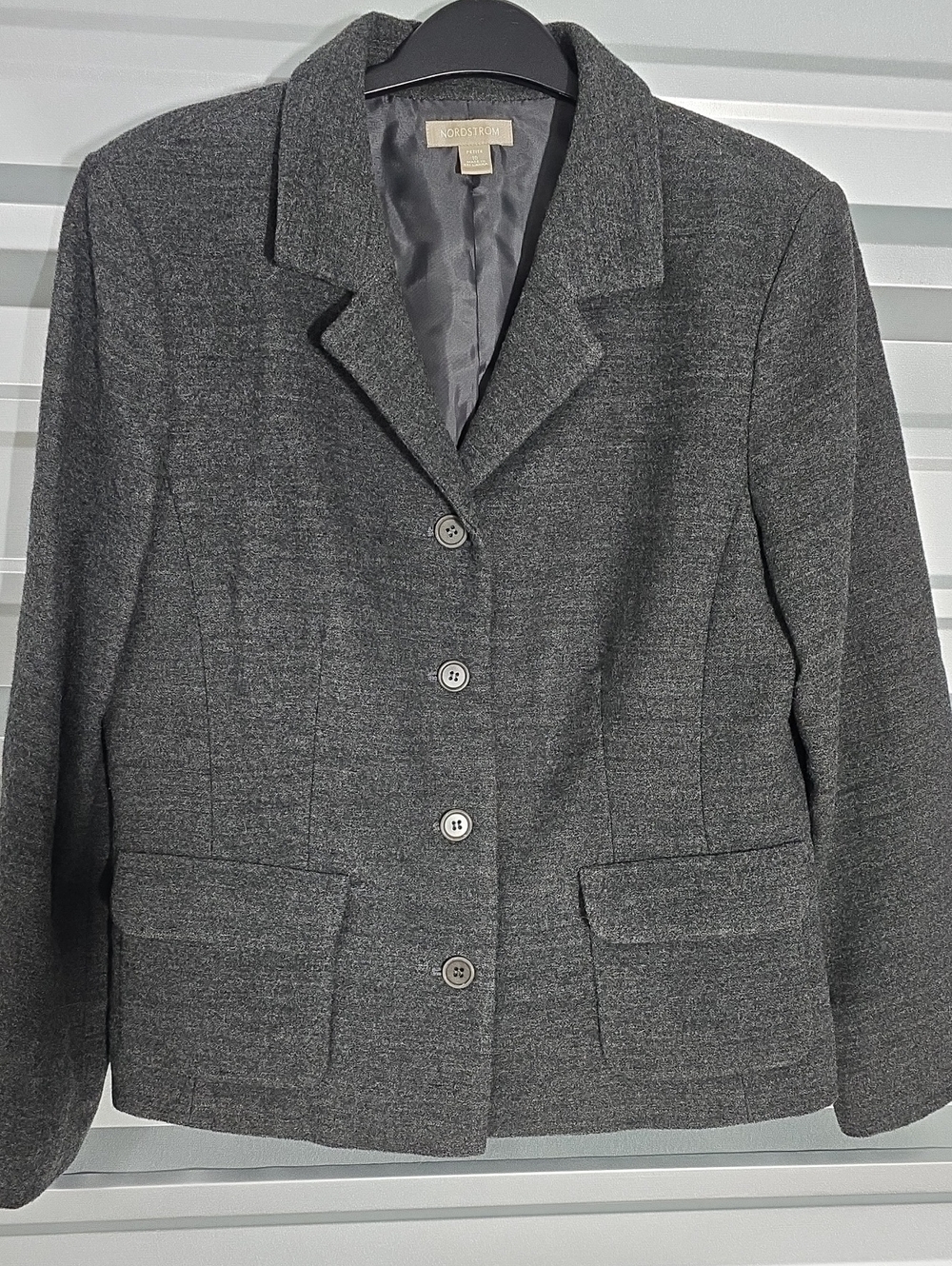 Nordstrom Women's Charcoal Gray Button Blazer